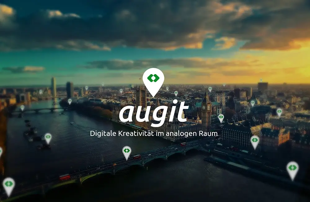 Augit Logo over aerial view of dense metropolis