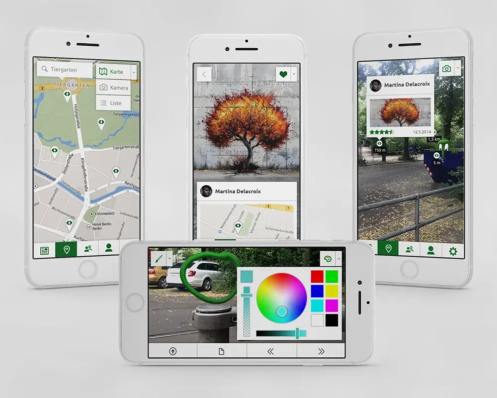 Smartphone screens of Augit app