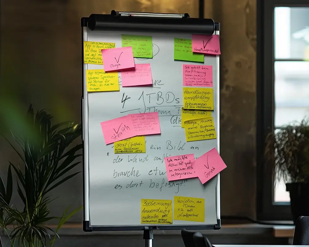 Flipchart with innovation workshop orkshop outcomes