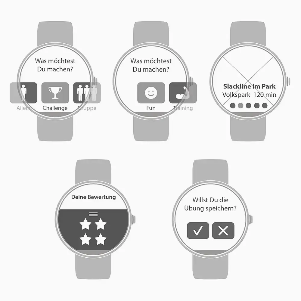 Smartwatch application wireframes