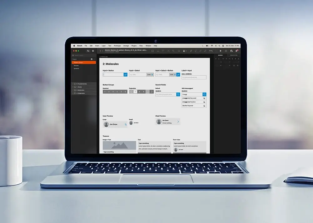Atomic Sketch UI Pattern library template