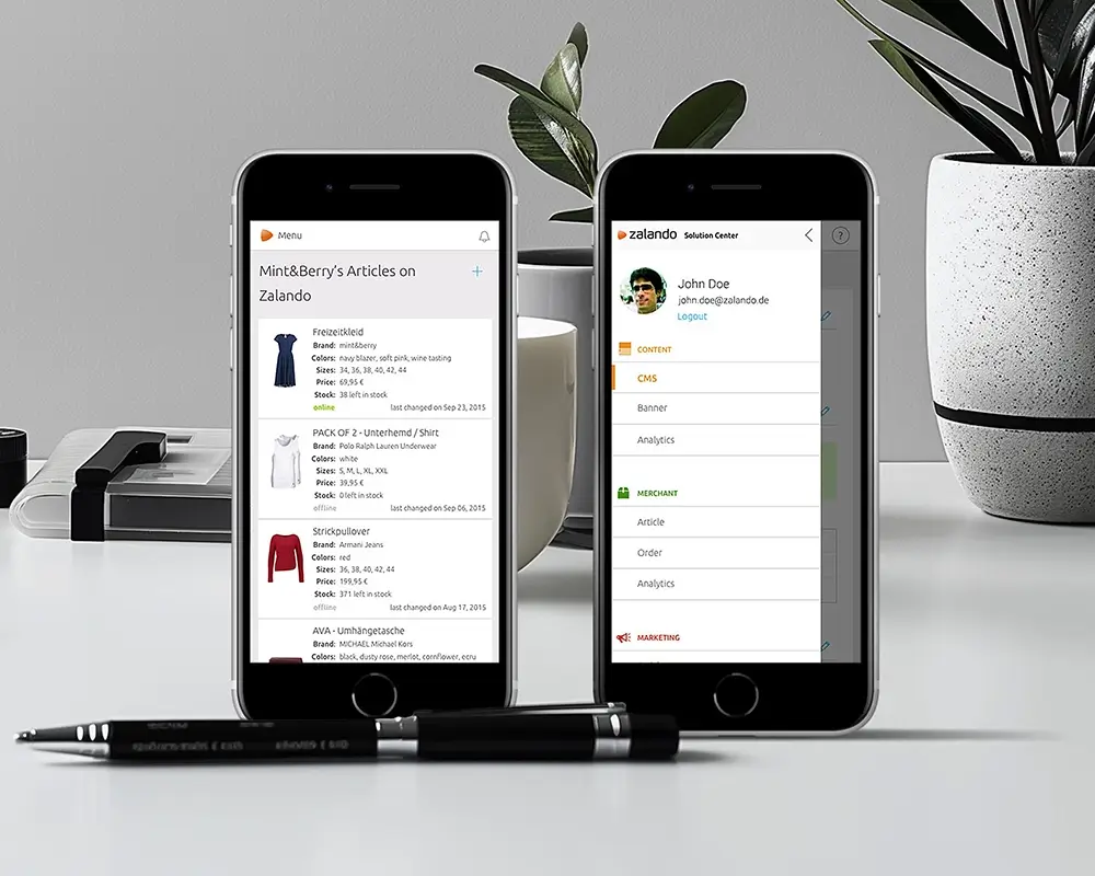 Mobile screens for Zalando Brand Solutions